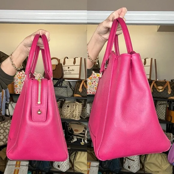 MCM Pink Saffiano Leather Structured Tote Satchel COA Included - Picture 10 of 10